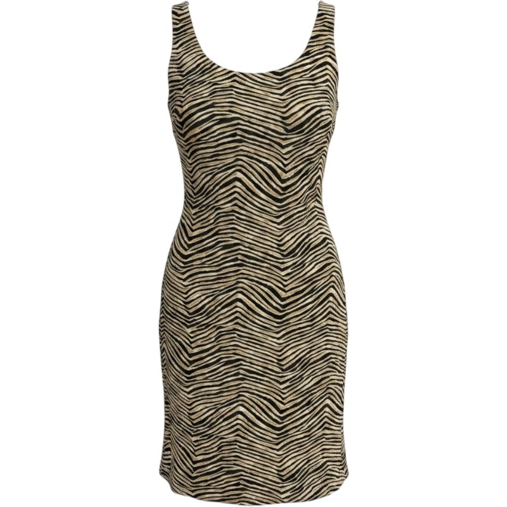 CDC Caren Desiree Company Sleeveless Shift Dress GC5063 Tiger Print Tan Black 10